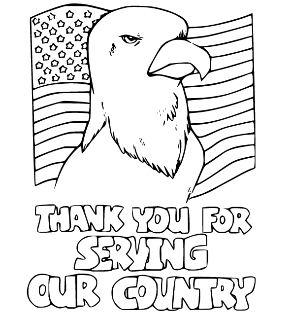 Thank You for Serving Our Country Coloring Page