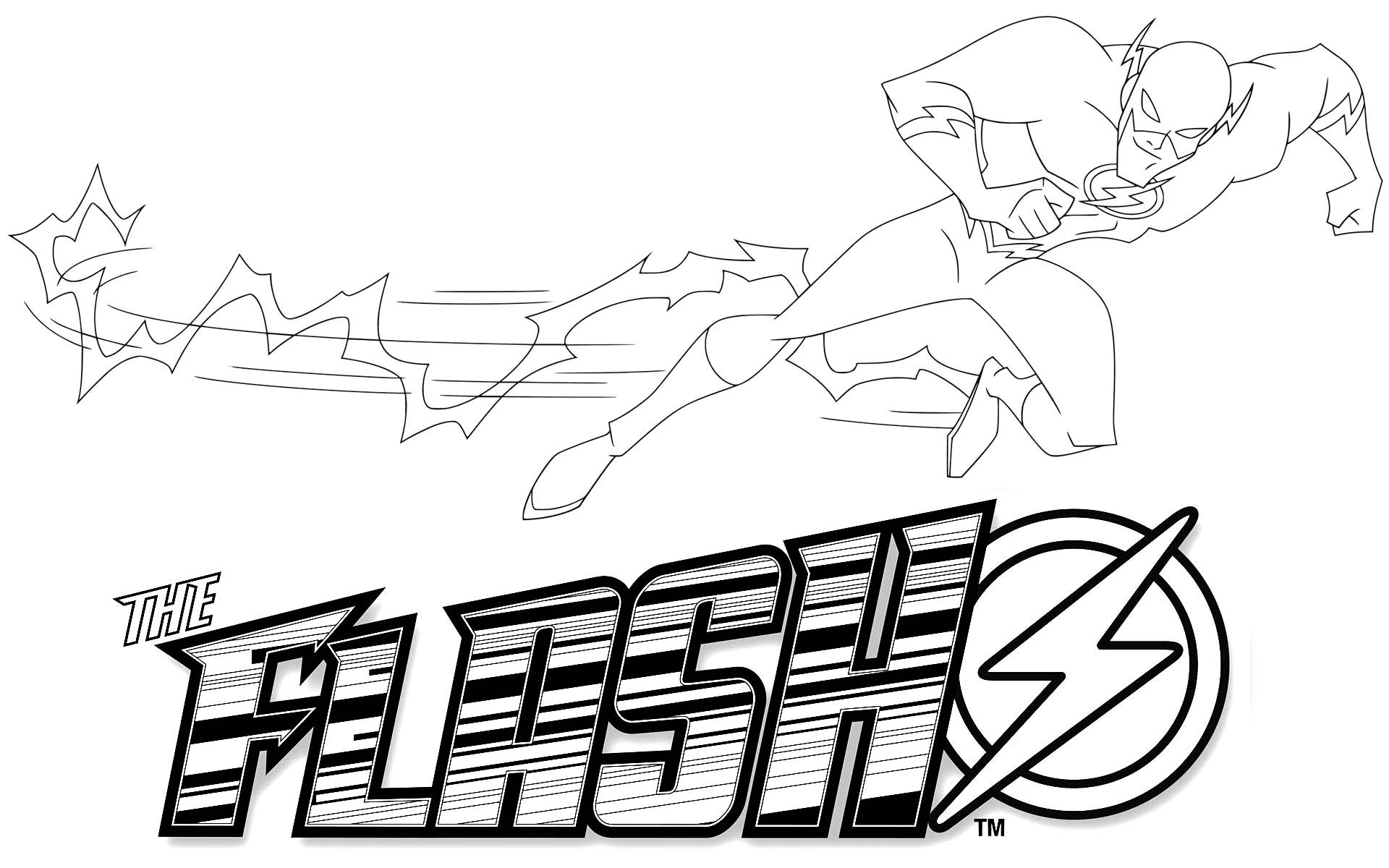 Página para colorir do super-herói do Flash