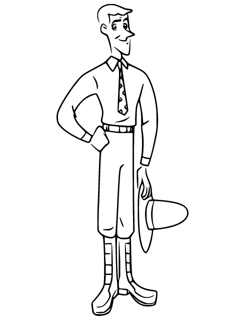 The Man with the Yellow Hat Coloring Page
