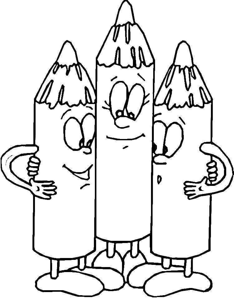 Three Happy Crayons Coloring Page