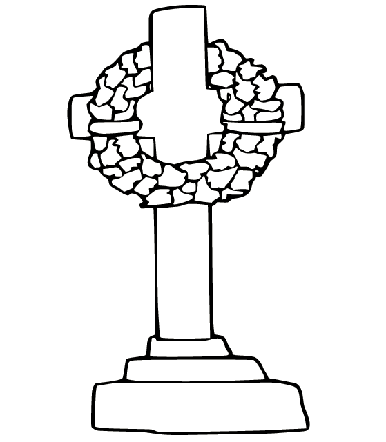 Tombstone with a Wreath Coloring Page