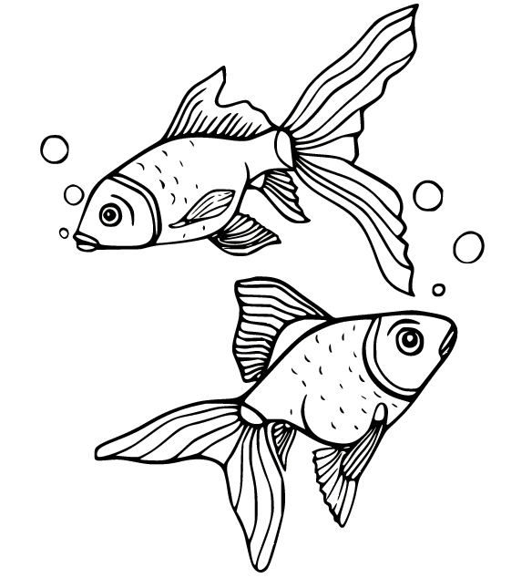 Two Goldfish Coloring Pages