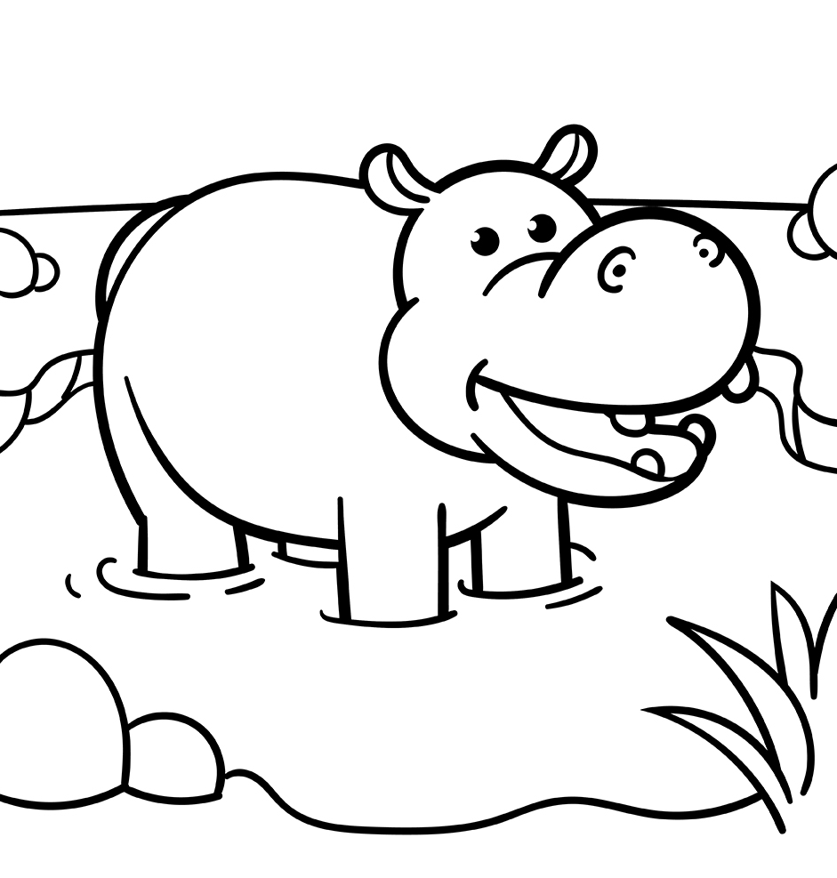 Underwater Hippo Coloring Page