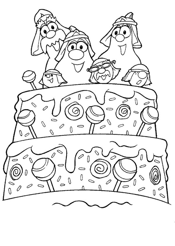 VeggieTales Cake Coloring Page
