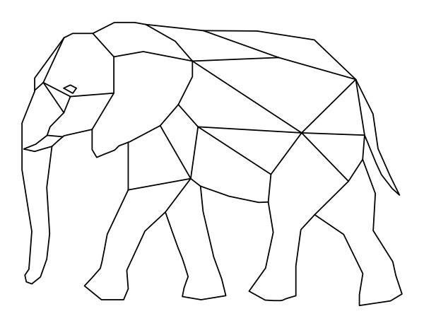 Lopende geometrische olifant van Geometrische