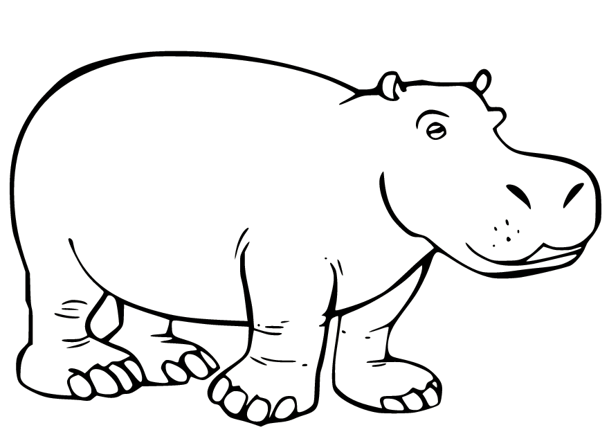 Walking Hippo Coloring Page