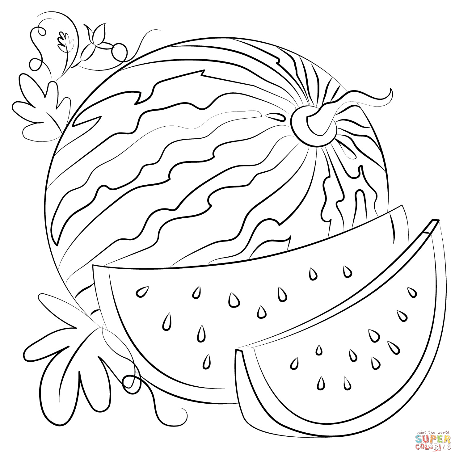 Watermelon for Children Coloring Page