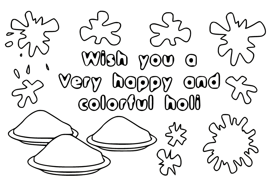 Wish You a Colorful Holi Coloring Page