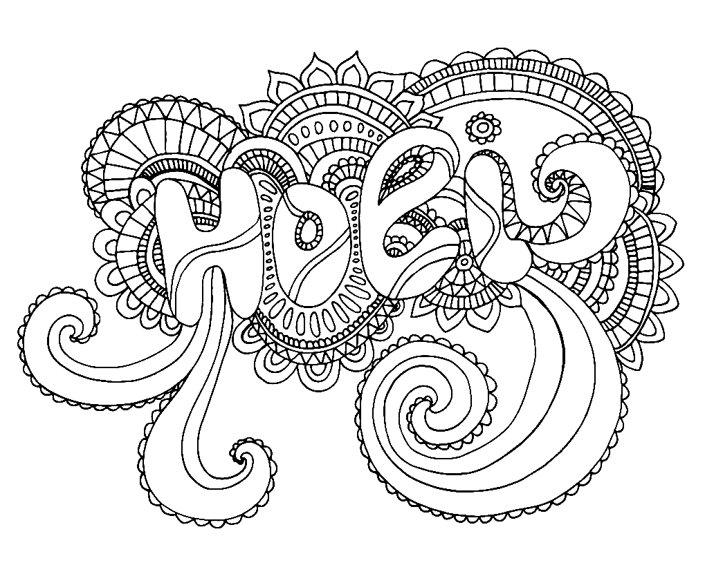 Word Holi Coloring Pages