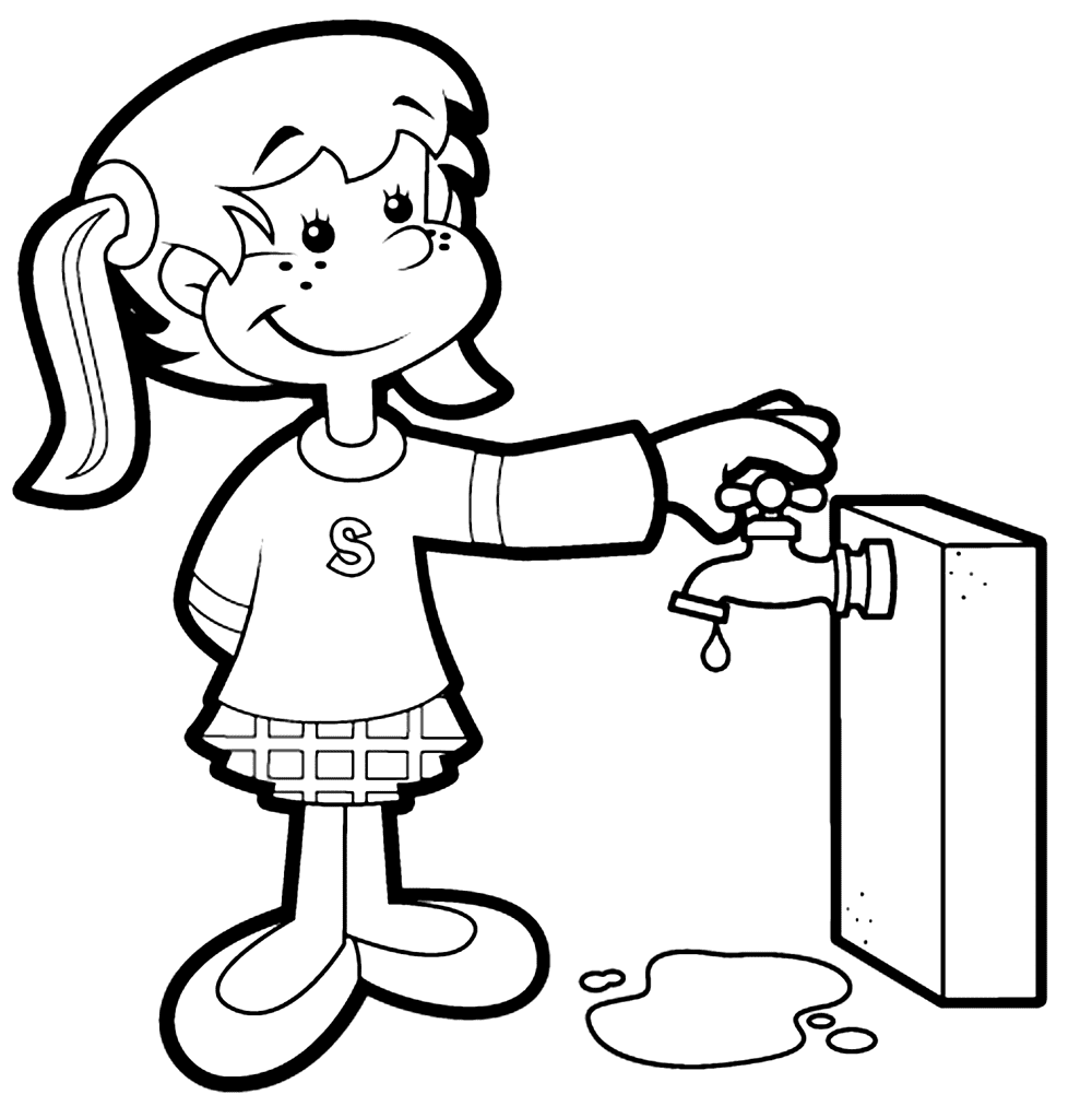 World Water Day with Girl Coloring Page