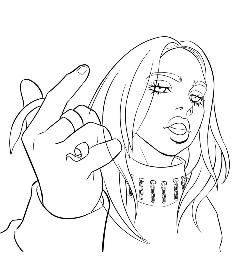Young Celebrity Billie Eilish Coloring Page