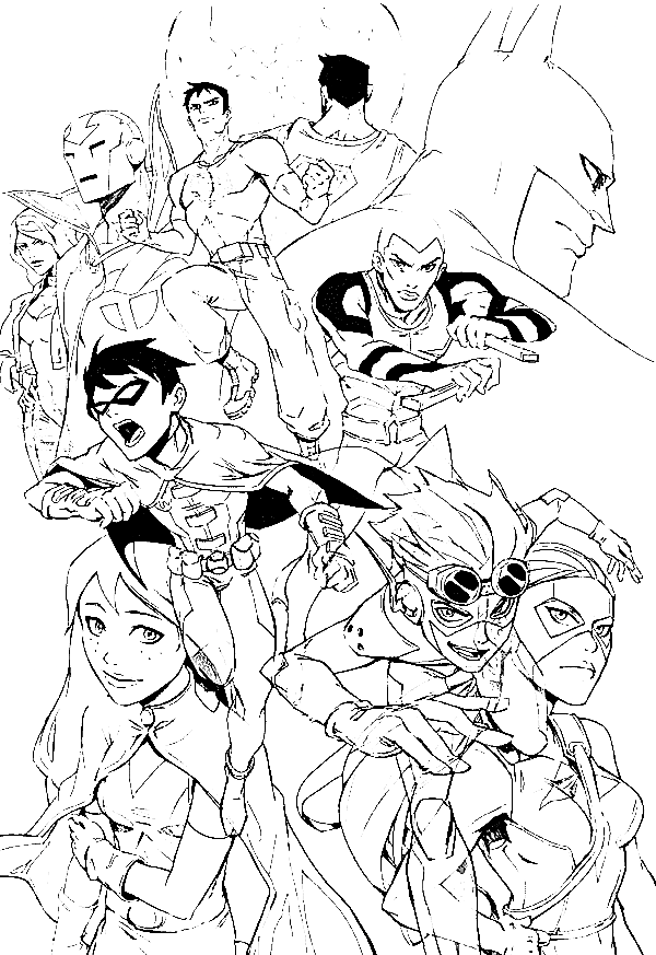 Young Justice League per stampare la pagina da colorare