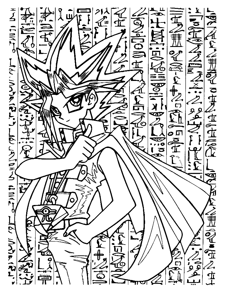 Yugi with the artifact Coloring Page