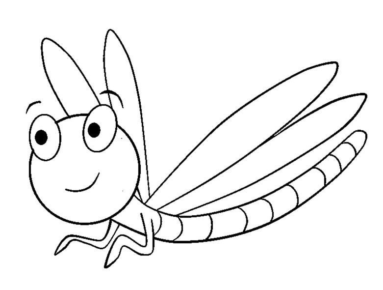 Adorable Dragonfly for Kids Coloring Page