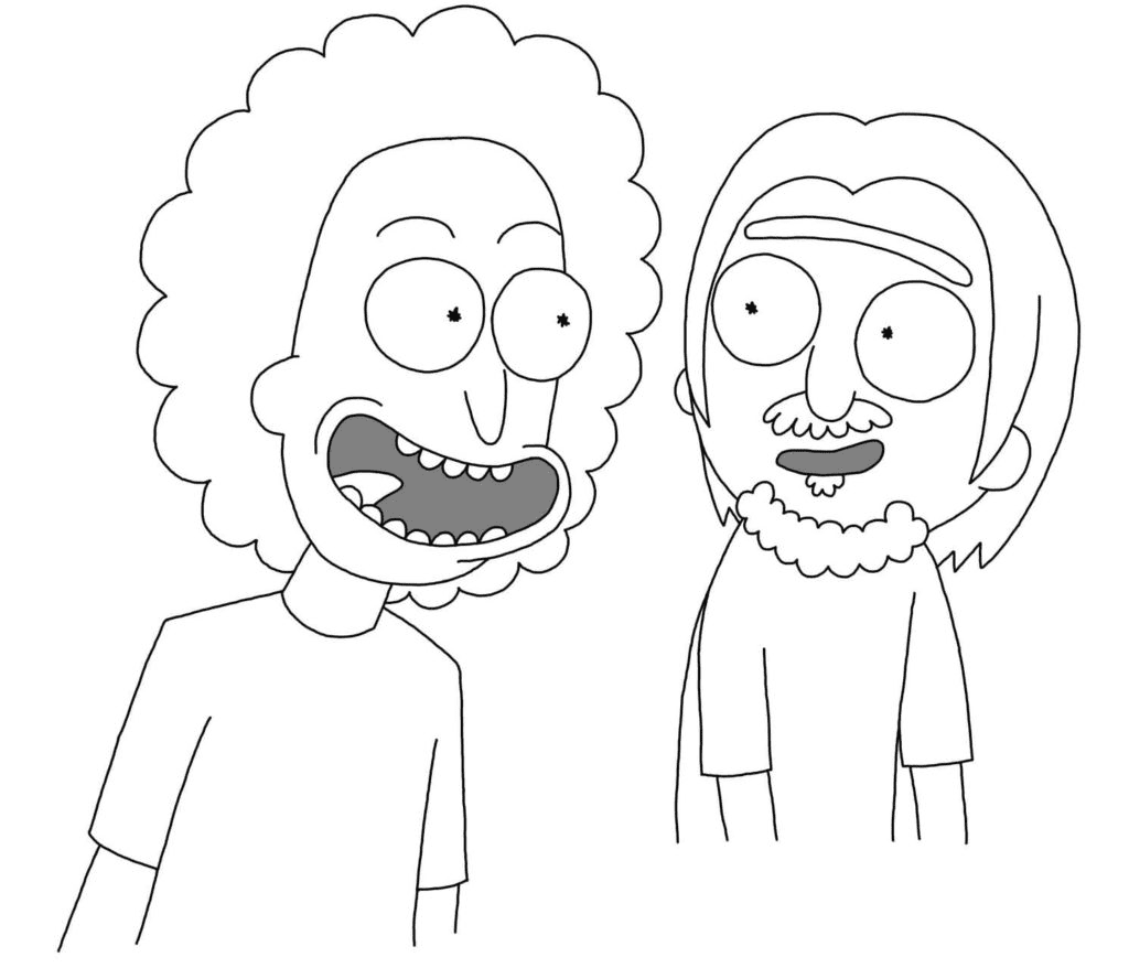 Página para colorear de Rick y Morty para adultos