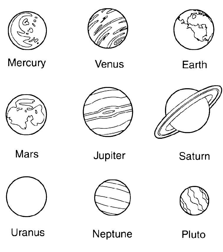 Coloriage de toutes les planètes du système solaire