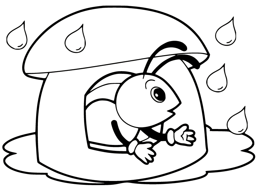 Ant Shelter in a Mushroom Coloring Pages