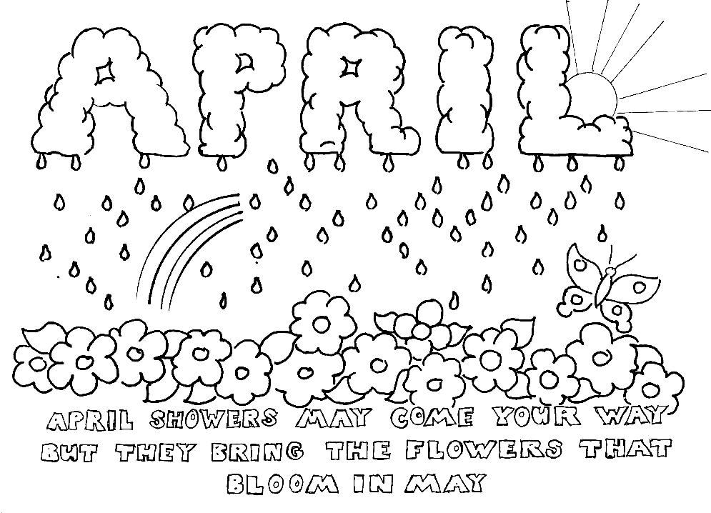 April Month for Kids Coloring Page