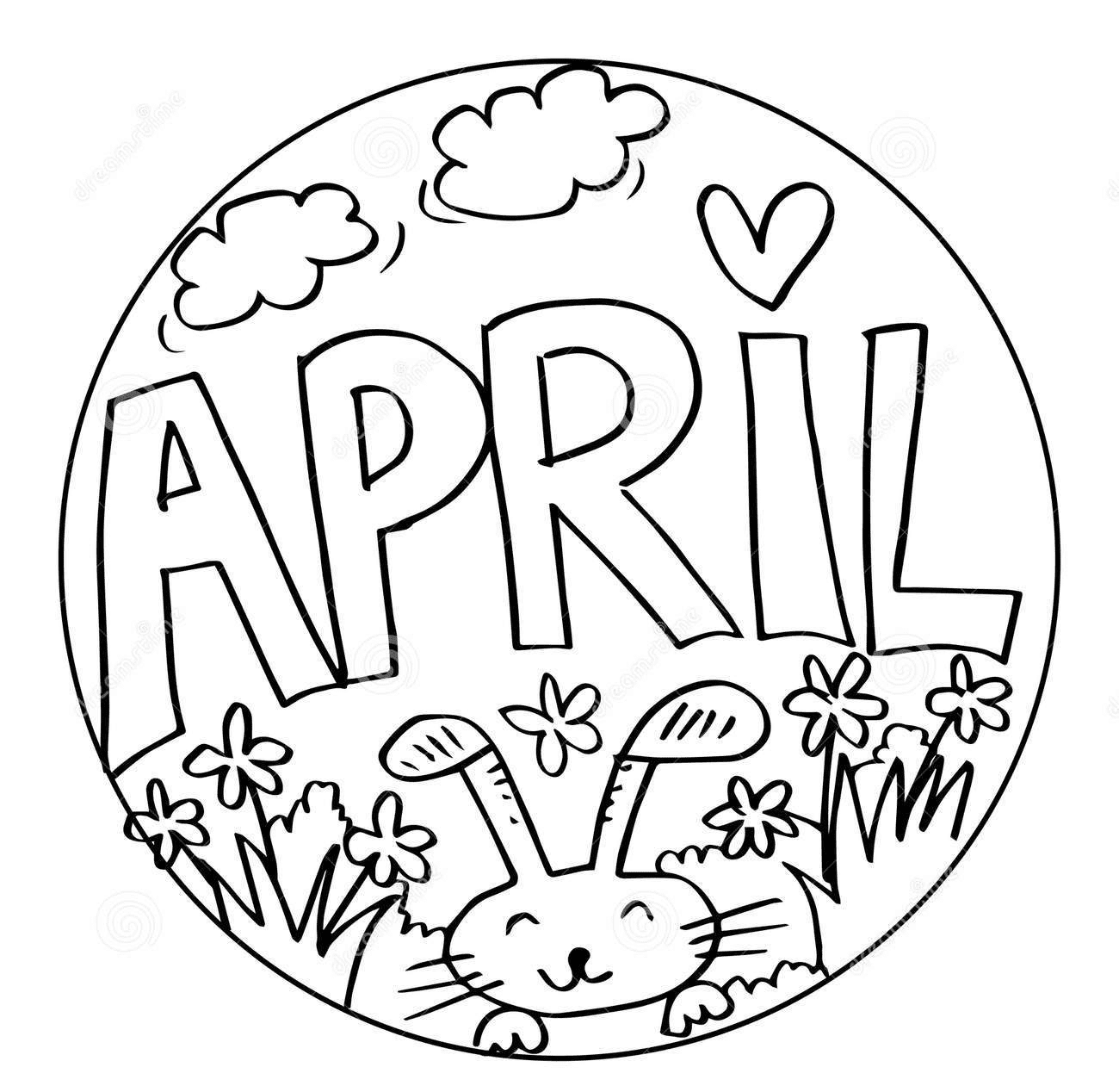 April for Kids Coloring Page