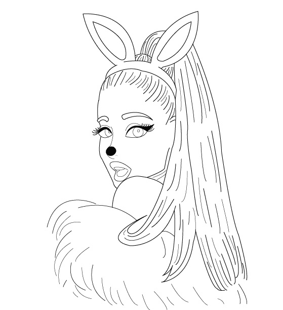 Ariana Grande with Hare Costume Coloring Page
