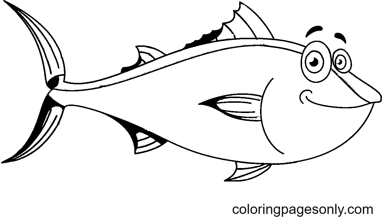 Atlantic Bluefin Tuna Fish Coloring Page