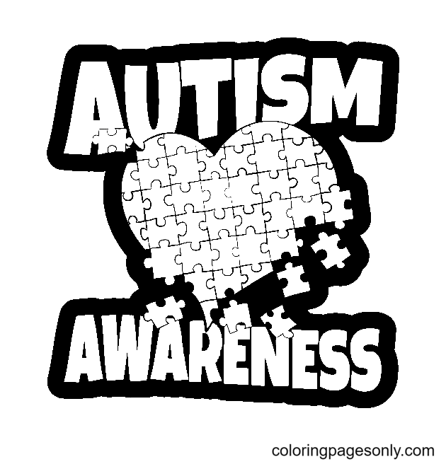 Раскраска Сердце Осведомленности об Аутизме