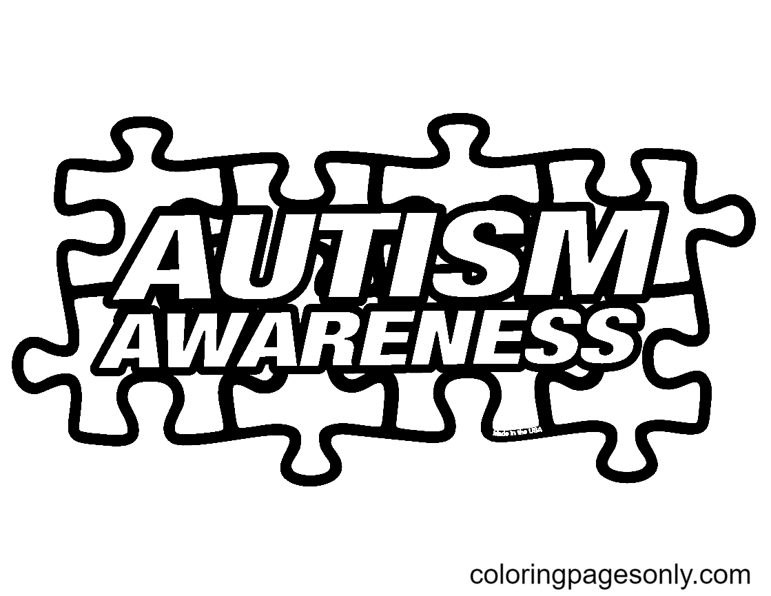 Раскраска Осведомленность об аутизме Кусочек головоломки для печати