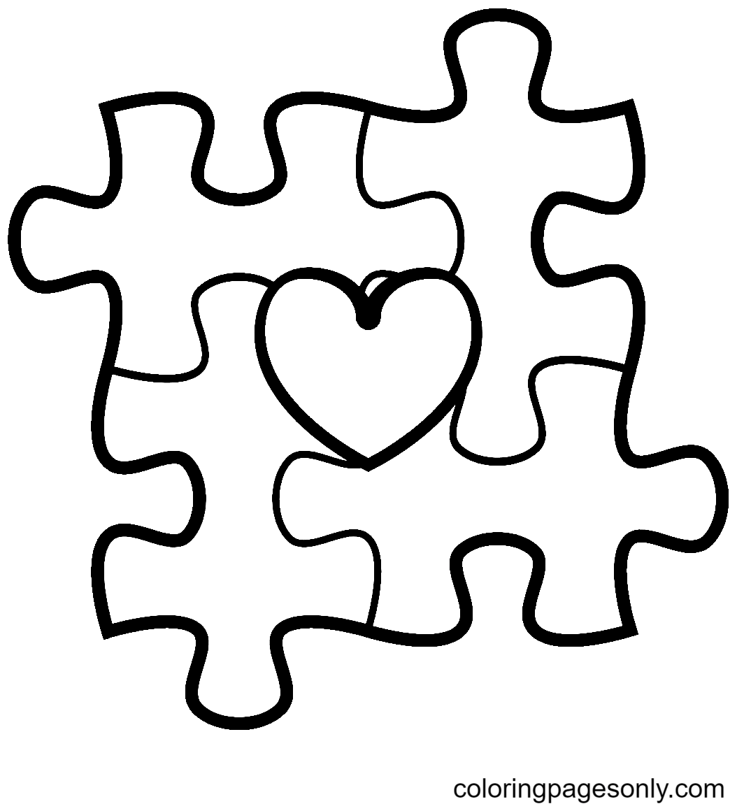 Peças do quebra-cabeça de conscientização sobre o autismo com coração do Dia Mundial de Conscientização sobre o Autismo
