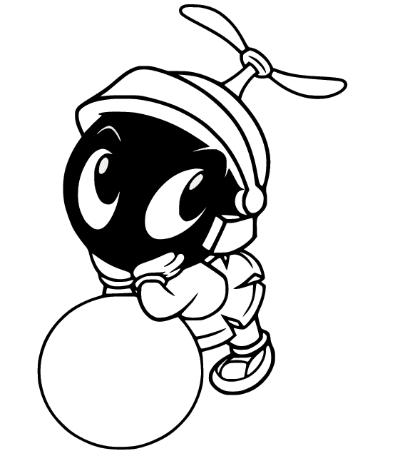 Baby Marvin and a Big Ball Coloring Page
