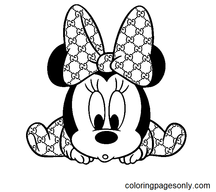 Baby Minnie Mouse in Gucci Coloring Pages - Gucci Coloring Pages