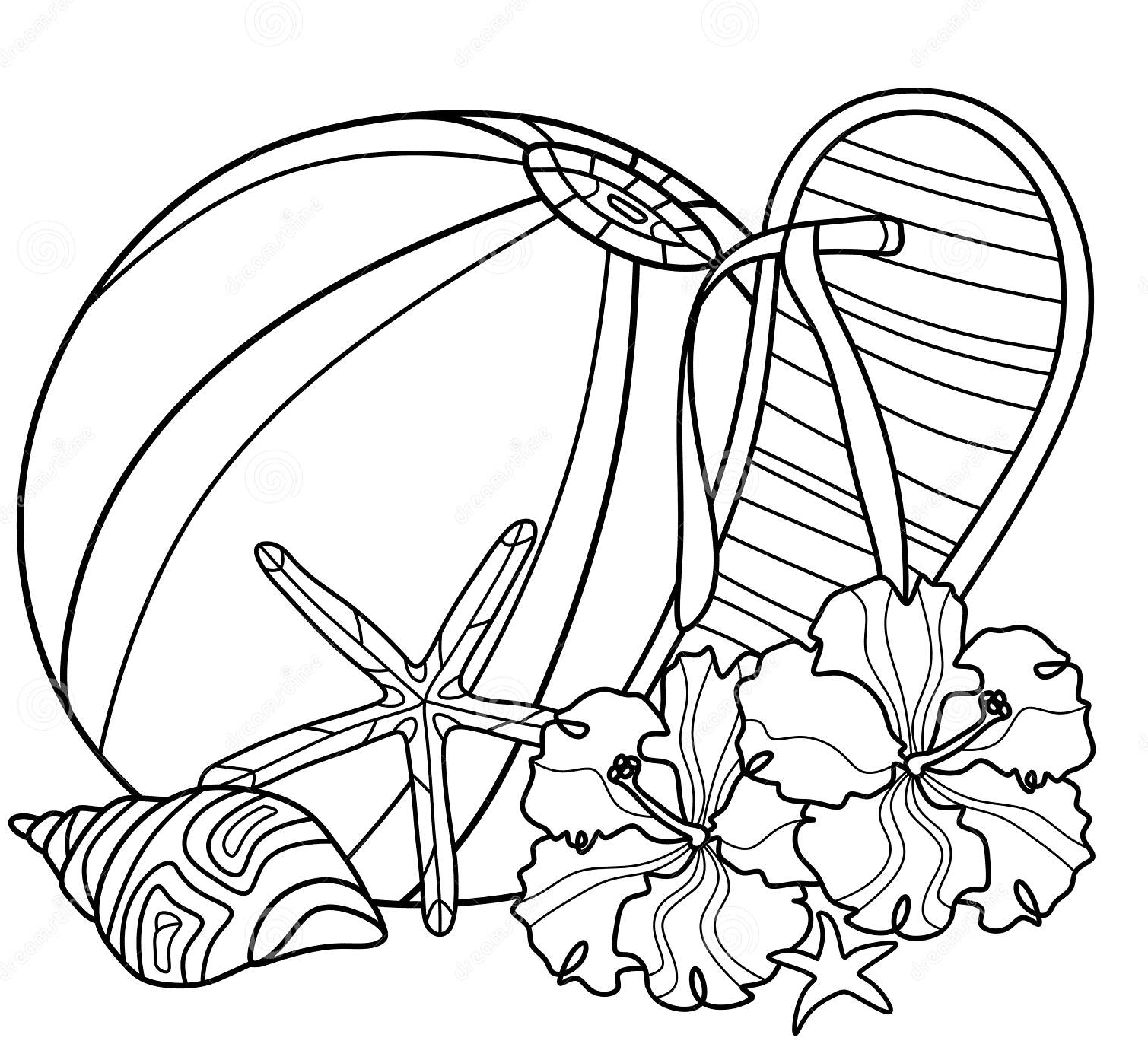 Beach And Summer Coloring Pages
