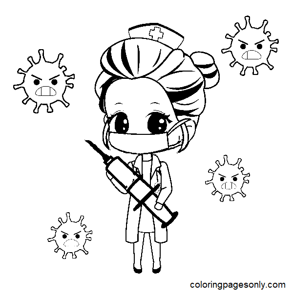 Beautiful Nurse for Kids Coloring Page