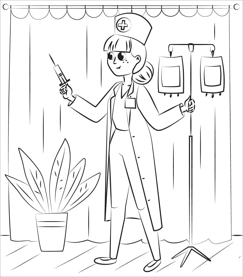 Beautiful Nurse Coloring Pages