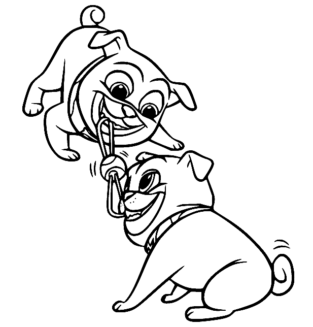 Bingo and Rolly Tug of War Coloring Pages