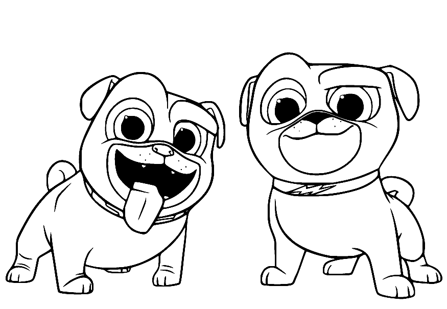 Bingo 和 Rolly 来自 Puppy Dog Pals Coloring Page