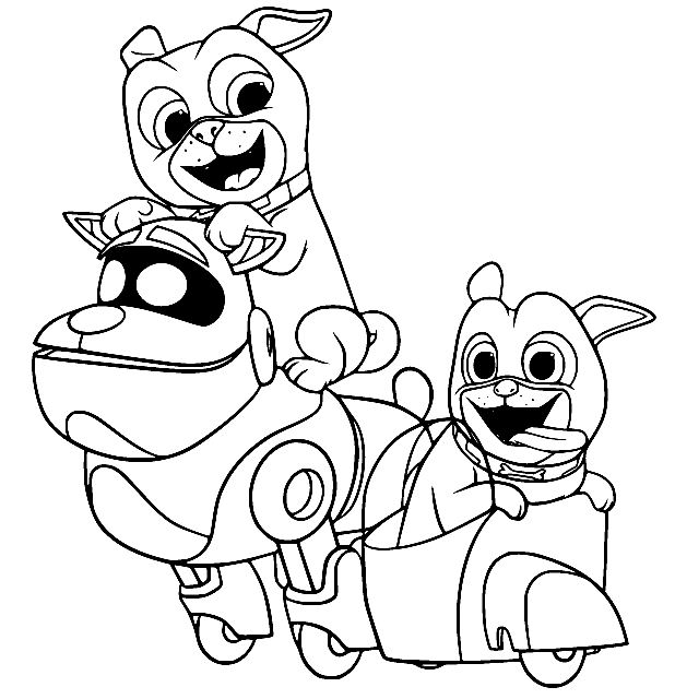 Bingo and Rolly with ARF Coloring Page