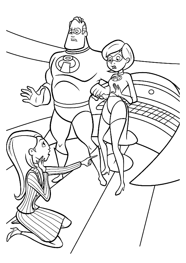 Bob with Helen and Girl Coloring Pages