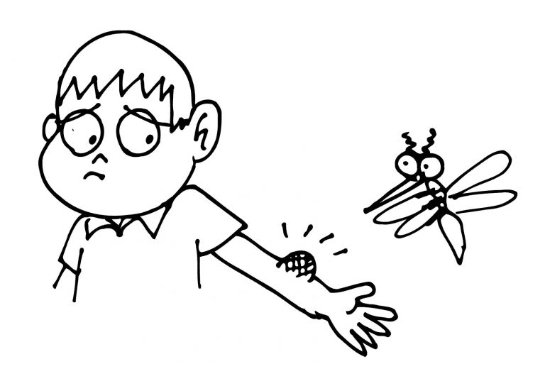 Boy and Mosquito Coloring Page