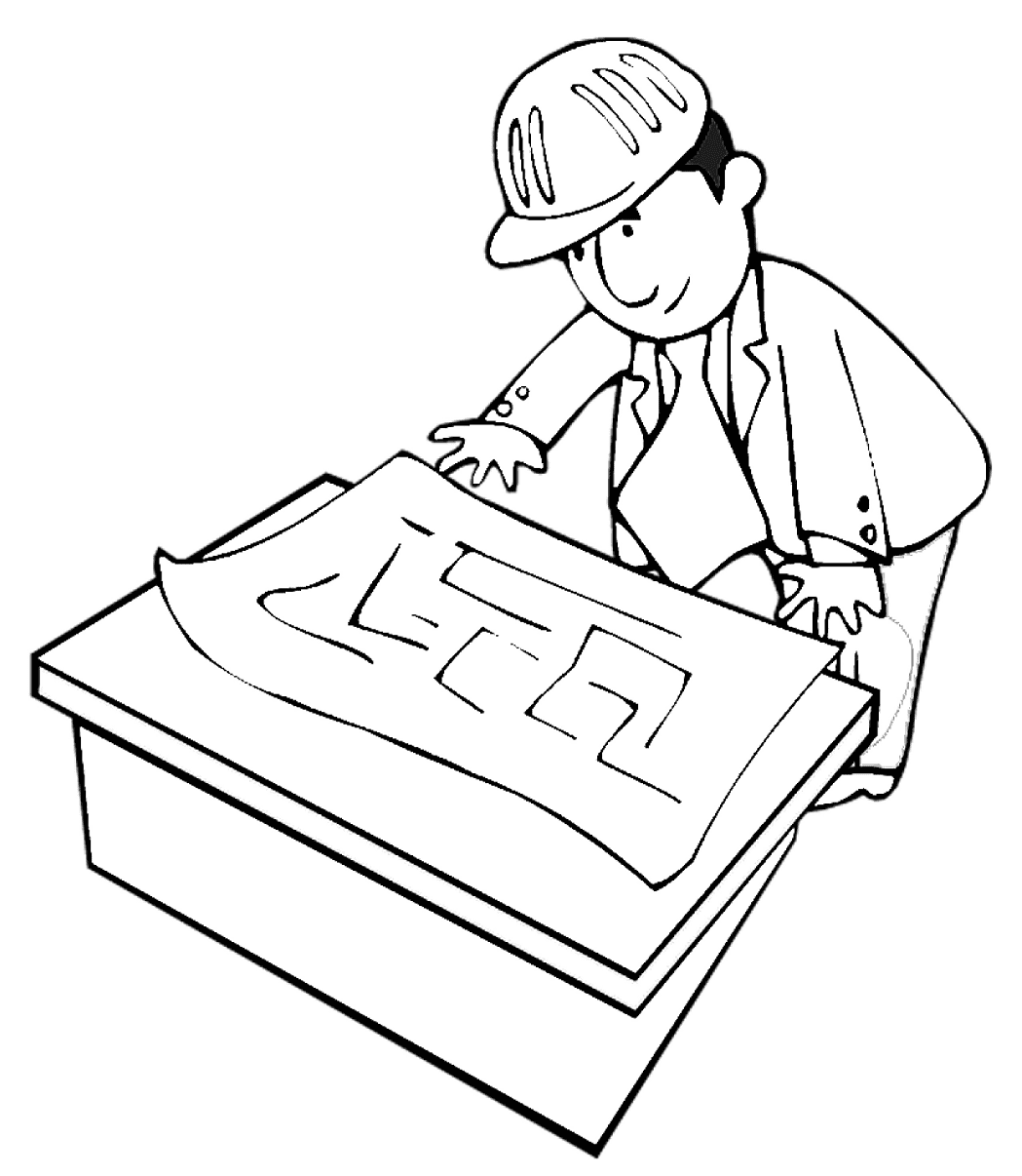 Builder With Blueprints Coloring Page