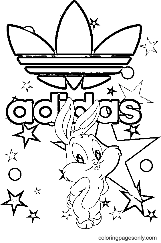 Раскраска Кролик с логотипом Adidas