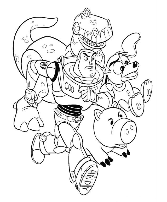 Buzz Lightyear and Fiends Coloring Page