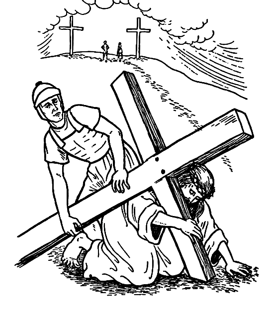 Carrying Cross Good Friday Coloring Page