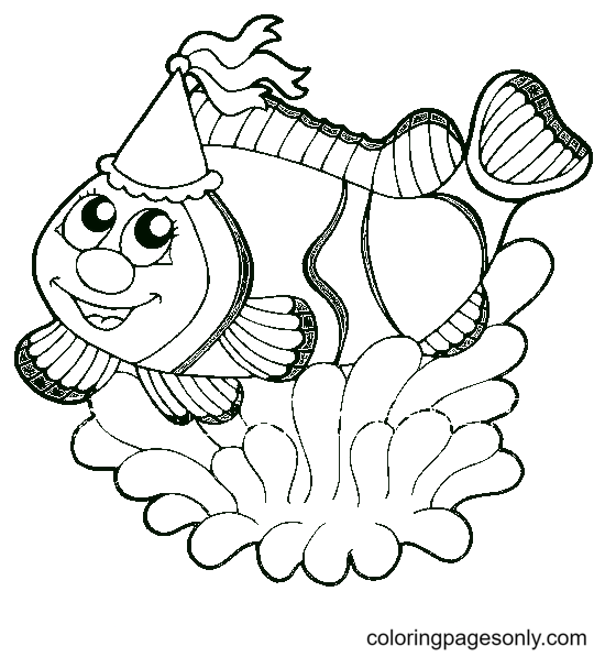 Cartoon Clownfish Coloring Page