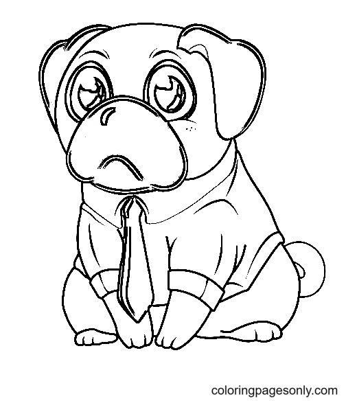 Cartoon Pug Dog Coloring Page