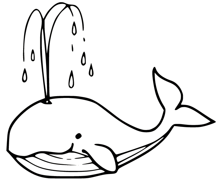 Cartoon Whale Spouting Coloring Page