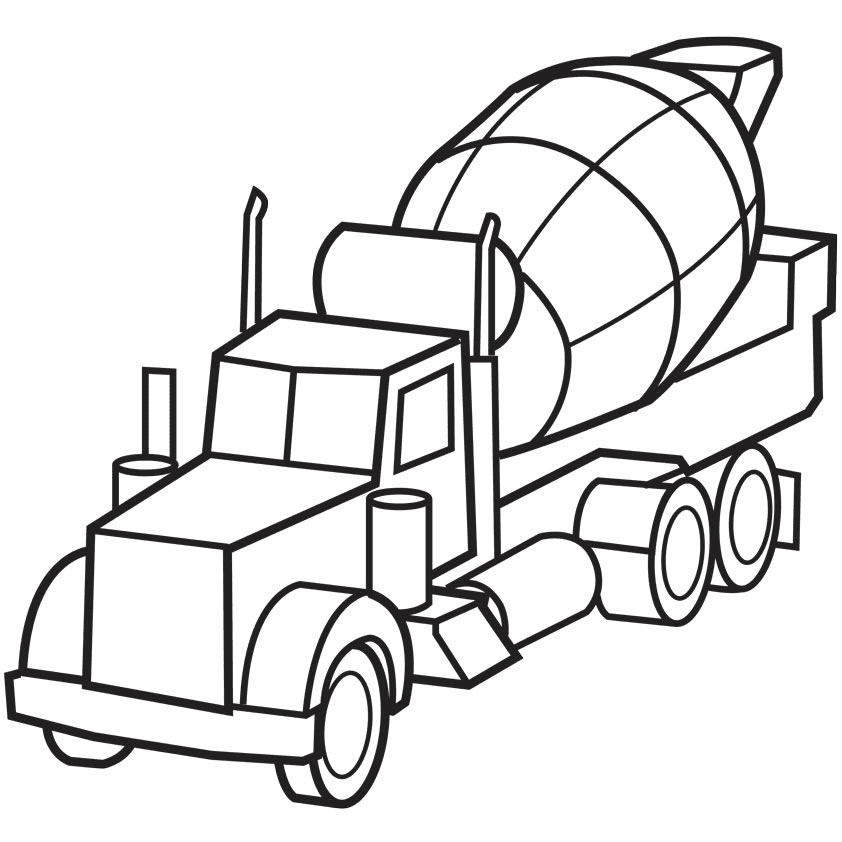 Cement Truck Kleurplaat