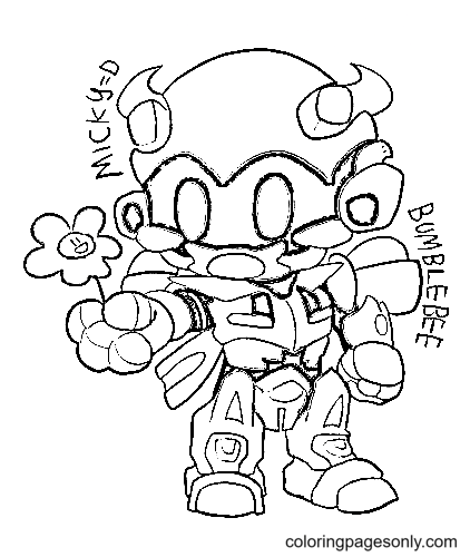 Chibi Cartoon Bumblebee Coloring Pages