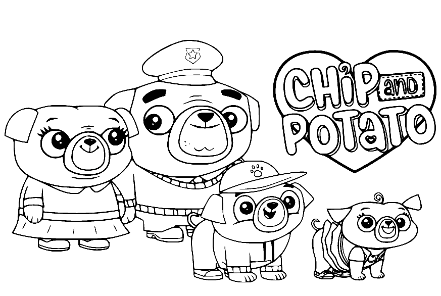 Família Chip Pug de Chip e Batata