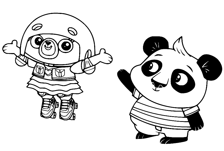 Chip Pug and Nico Panda Coloring Page