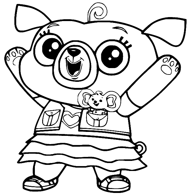 Chip Pug and Potato Mouse Coloring Page
